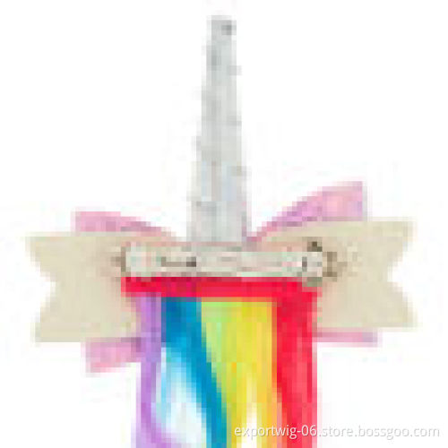 Kids Unicorn Rainbow New Design Hair Clip With Colorful Wave Synthetic Hair Extensions Wholesale Hair Accessories For Kid